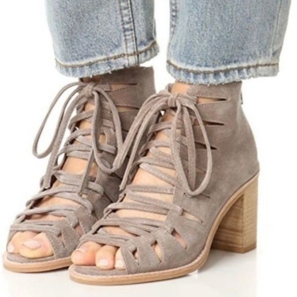 Jeffrey Campbell Taupe Lace-Up Heels - Picture 1 of 8